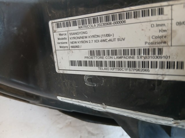 12275 SSANGYONG Kyron 2005-2007 Bal első  Lámpa Fényszóró Projektoros