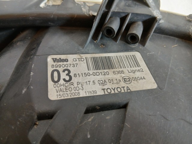 12285 Toyota Yaris II. 2005-2011 Bal első  Lámpa Fényszóró