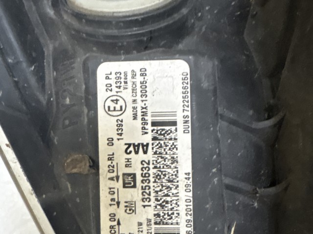 12465 Opel Meriva B Jobb első Lámpa Fényszóró Angol