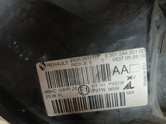 12524 Renault Megane III. 2008-2016 Bal első Lámpa Fényszóró