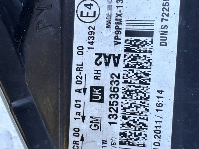 14745 Opel Meriva B 2010-2017 Jobb első Lámpa Fényszóró Angol