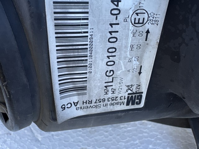 14738 Opel Astra J 2009-2015 Jobb első Lámpa Fényszóró Angol