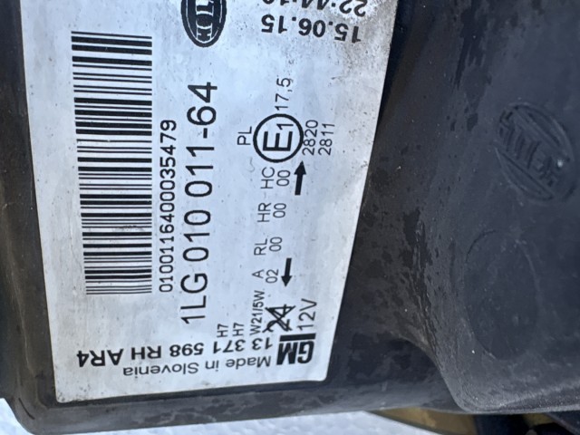 14739 Opel Astra J 2009-2015 Jobb első Lámpa Fényszóró Használt Angol