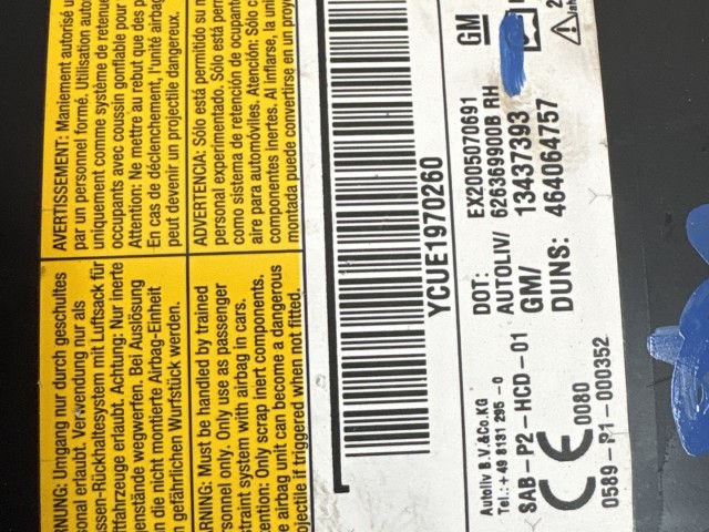 Opel Meriva B 2010-2017 Jobb Ülés Légzsák