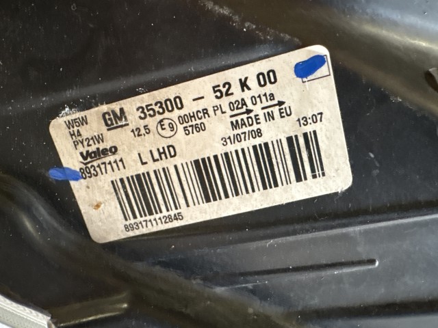 15011 Opel Agila B 2008-2014 Bal első Lámpa Fényszóró