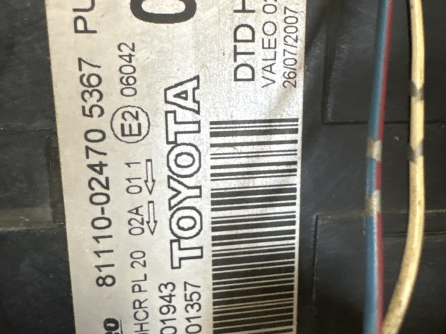 15019 Toyota Auris 2007-2012 Jobb első Lámpa Fényszóró Használt Projektoros