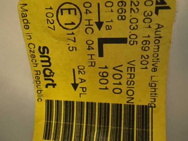 15023 Smart FORFOUR (454) 2004-2006 Bal első Lámpa Fényszóró  a képen látható sérüléssel