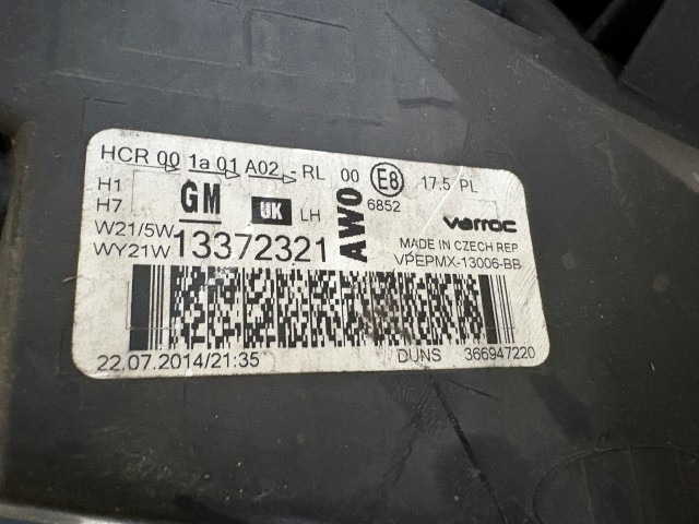 15700 Opel Meriva B Bal első Lámpa Fényszóró Angol Facelift