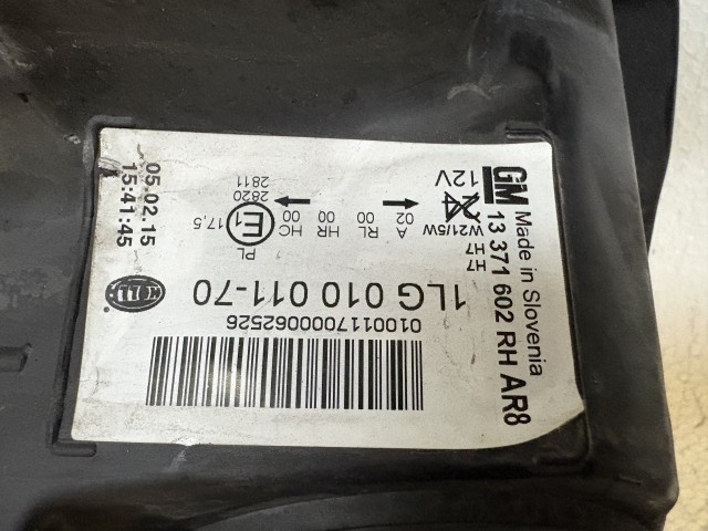 15682 Opel Astra J Jobb első Lámpa Fényszóró Angol