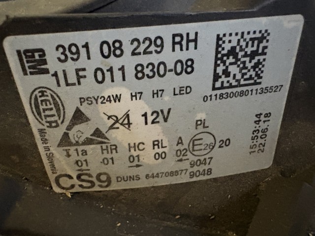 15701 Opel Corsa E Jobb Első Lámpa Fényszóró Angol