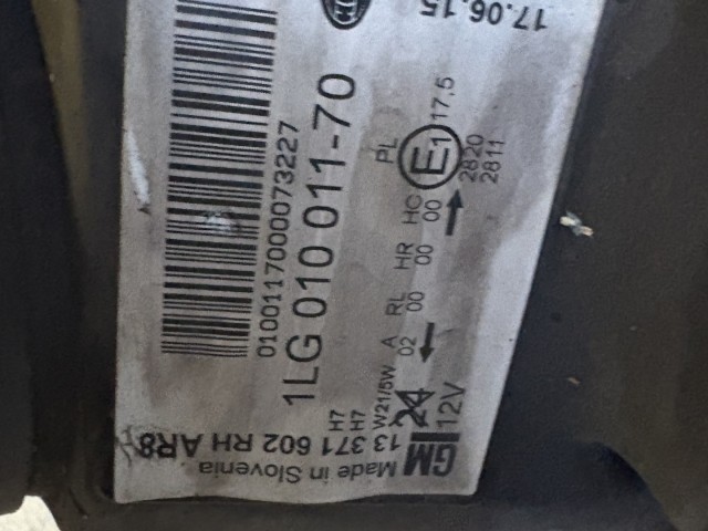 15706 Opel Astra J Jobb első Lámpa Angol Jobbkormányos