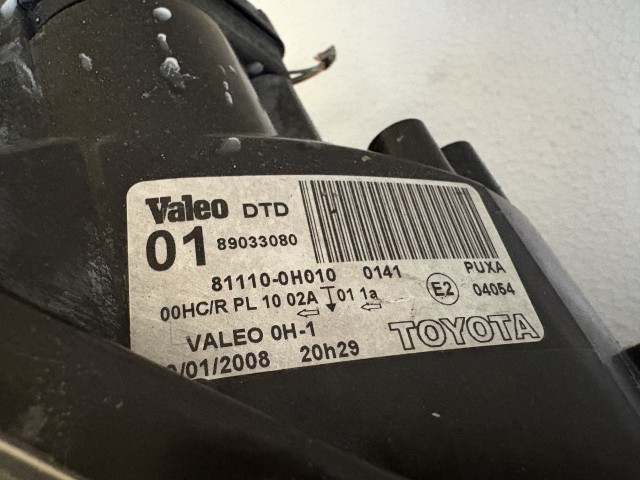 15816 Toyota Aygo Jobb első Lámpa Fényszóró