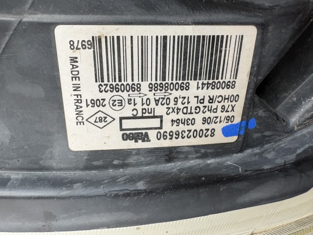 16432 Renault Kangoo II Bal első  Lámpa Fényszóró