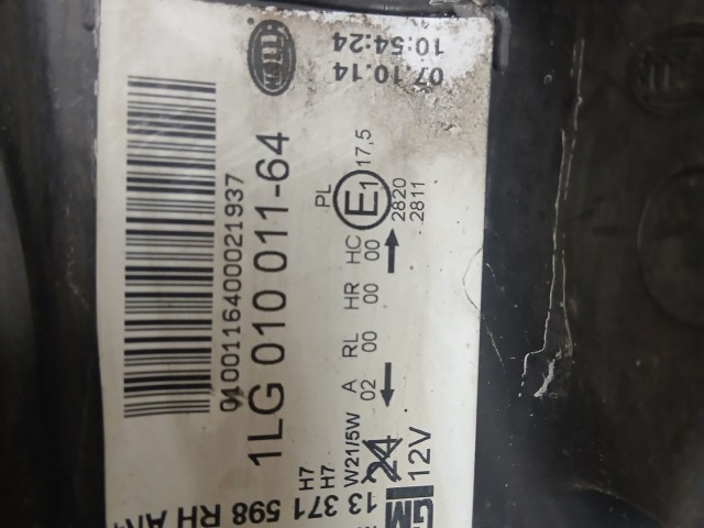 17000 Opel Astra J Jobb első Lámpa , Fényszóró Angol Jobbkormányos