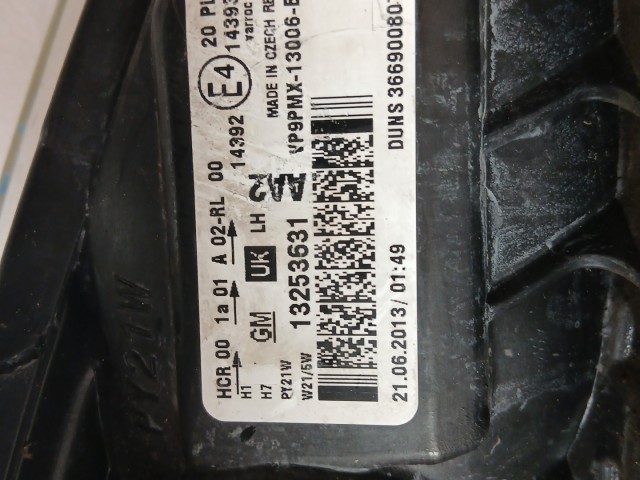 17029 Opel Meriva B 2010-2017 Bal első Lámpa , Fényszóró Angol Jobbkormányos