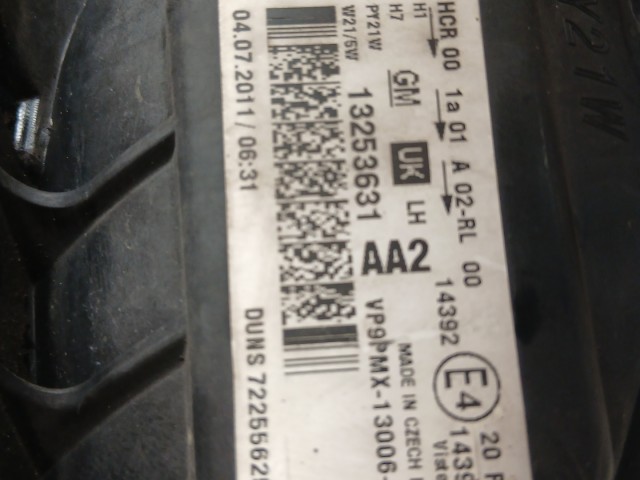 17031 Opel Meriva B Bal Lámpa Fényszóró Angol Jobbkormányos