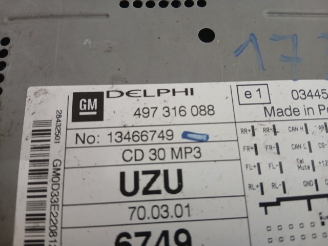 Opel Corsa D 2006-2014 Rádió Használt Cd-s fekete