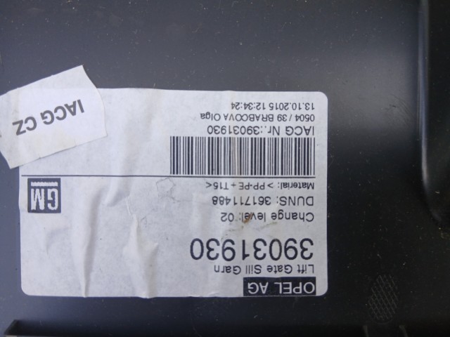 Opel Astra K 2015-2021 Hátfalkárpit 5 ajtós