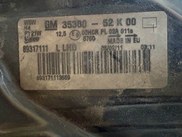 17429 Opel Agila B 2007-2014 Bal első Lámpa Fényszóró