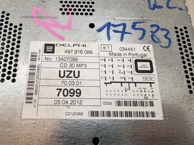 Opel Corsa D 2006-2014 Rádió Használt   