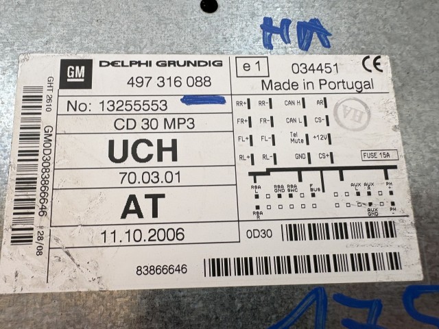 Opel Astra H 2004-2010 Rádió Használt   