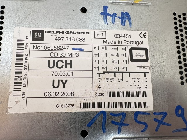 Opel Astra H 2004-2010 Rádió Használt   