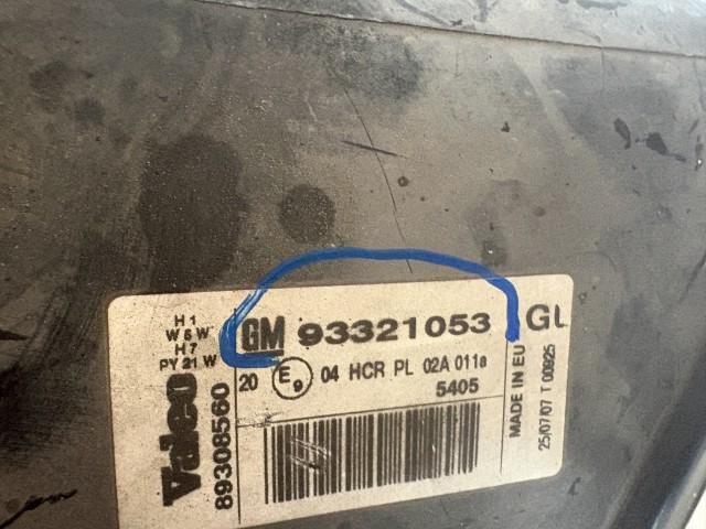 18086 Opel Meriva A 2003-2010 Jobb első Lámpa Fényszóró