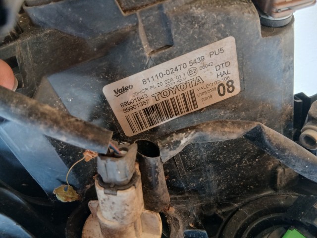 18327 Toyota Auris 2007-2012 Jobb első Lámpa Fényszóró