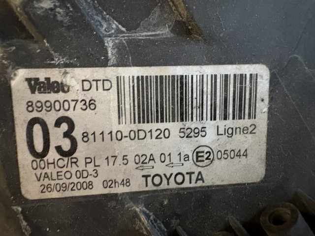 18366 Toyota Yaris II. 2005-2011(xp90) Jobb első Lámpa Fényszóró
