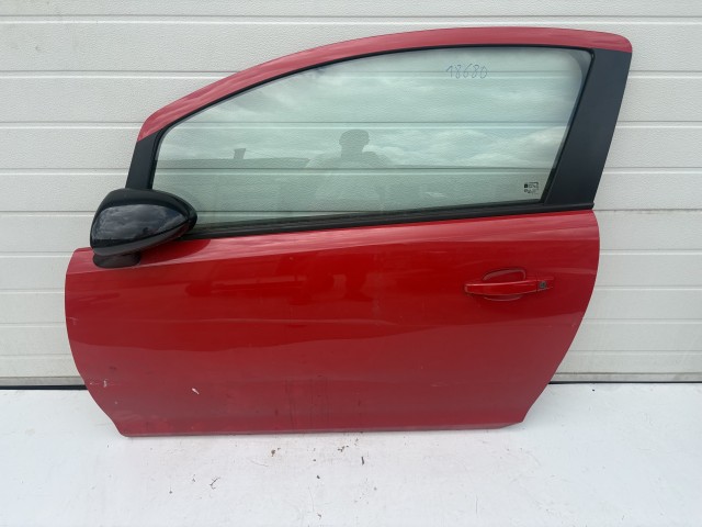 18680 Opel Corsa D 2006-2014 Bal első Ajtó Piros 3 ajtós sérült